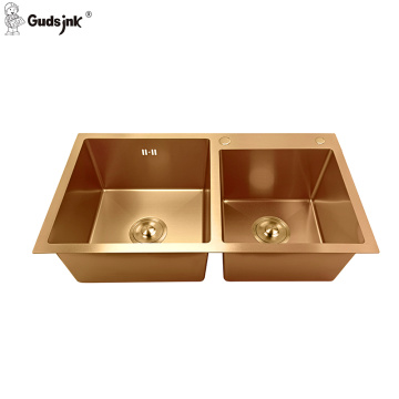 Gold Top Quaility Double Bowl Sink