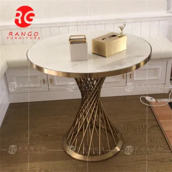 50cm Gold Stainless Steel Base White Marble Side Table