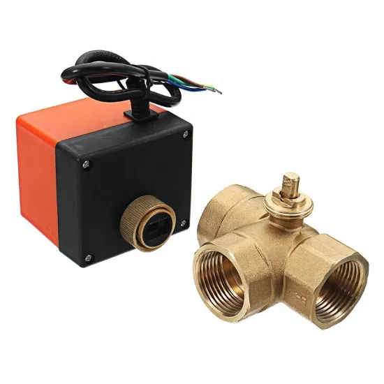 3 Way 3 Wires Electric Actuator Brass Ball solenoid valve Cold&hot Water Vapor Brass Motorized Ball Valve