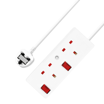 British Socket Extension Cord with 2 Way Individual Switch Power Strip