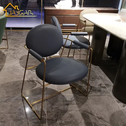 Gemma Leather Dining Armchair with Gold Legs