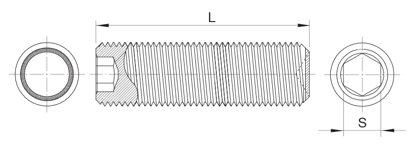 Drawing Socket Set Screw With Cup Point