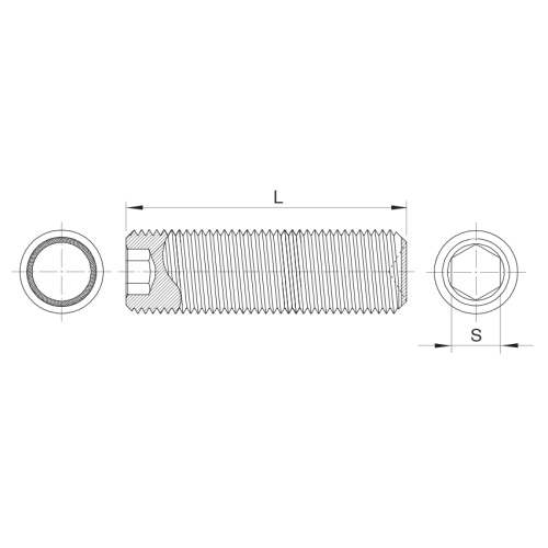 Drawing Socket Set Screw With Cup Point