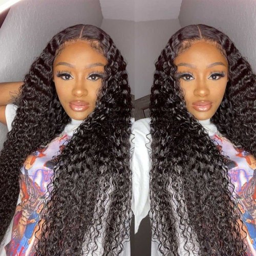 transparent swiss lace deep wave hd full lace wig brazilian hair lace front wigs human hair