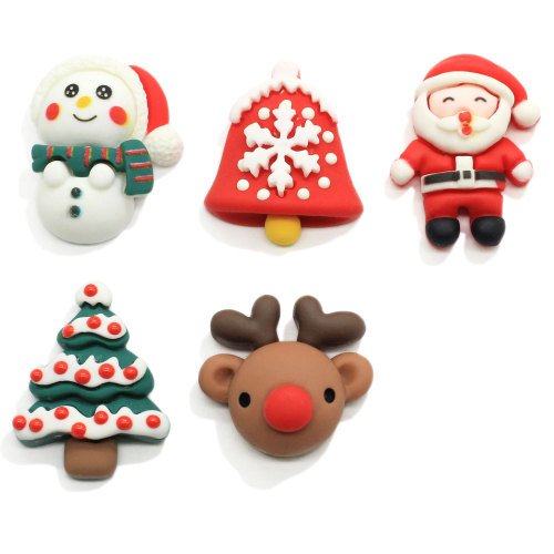 New Arrived Christmas Resin Design Cabochon Beads Artificial  Snowman Deer Green Tree Santa Claus Diy Craft Xmas Jewelry Store