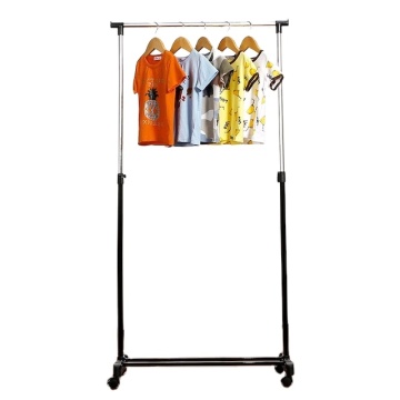 Logo Floor-Mounted Single Rod Drying Rack: Retractable and Mobile Drying Solution