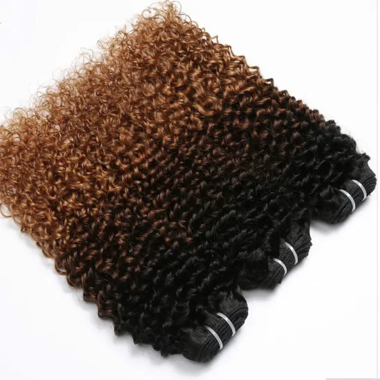 100% remy human hair bundles 1b/4/30 ombre color mongolian hair virgin kinky curly human hair weave