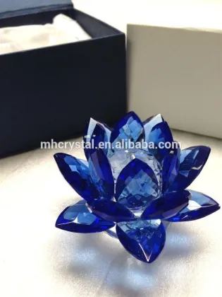Blue Crystal Lotus Flower Feng Shui Home Decor MH-H0109