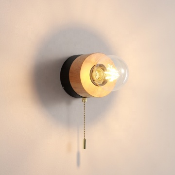 Nordic Style Wood LED Wall Lamp E27 Candle Light