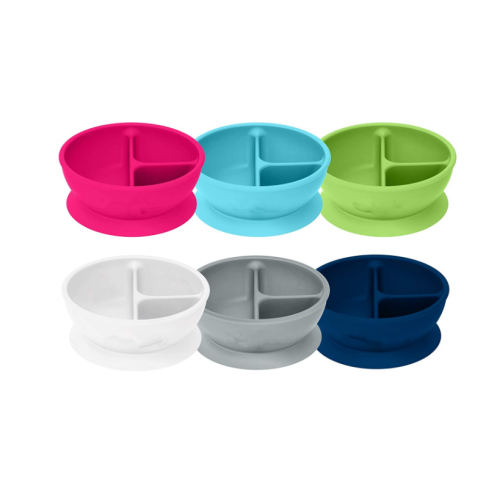 Dishwasher safe Divided Silicone Suction Bowl