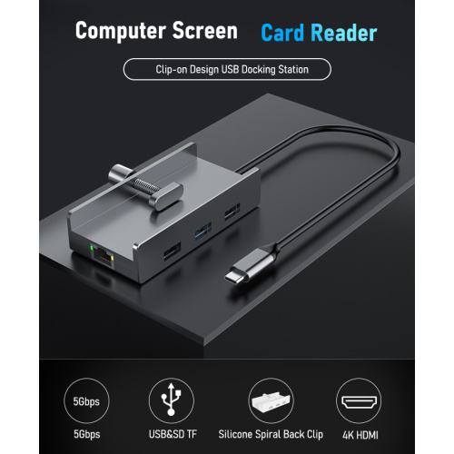 USB-C Clamp Hub Adapter USB-C Clamp Hub Adapter Dock 8-in-1 4K HDMI Factory