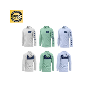 Custom LOGO Long Sleeve Dry-Fit Fishing Hoodie Shirt - UPF 50 UV Protection