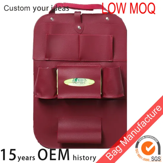 Luxury leather storage bag for car seat ipad hanging bag