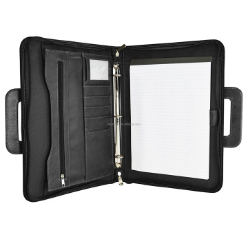 ハンドル付きのパーソナライズされたA4 Zippered Conferenceポートフォリオフォルダー