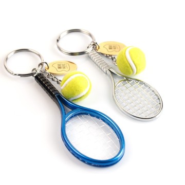 Mini Metal Tennis Racquet Key Chain - Small Sports Gift Pendant