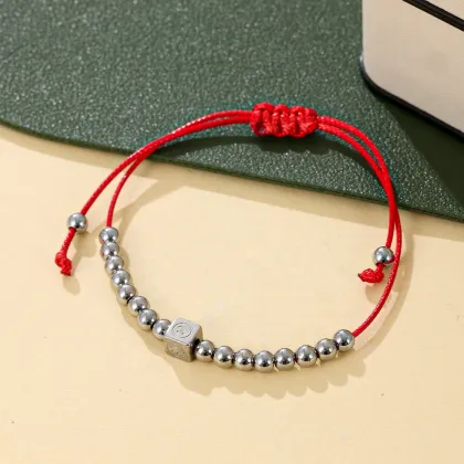 Yiwu Aceon Velle Stainless Steel Red Nylon Rope Hand Braid Bracelet