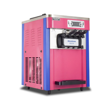Commercial Ice Cream Machine Maker with 3 Flavors: Desktop Operation for Cream, Strawberry, and Chocolate