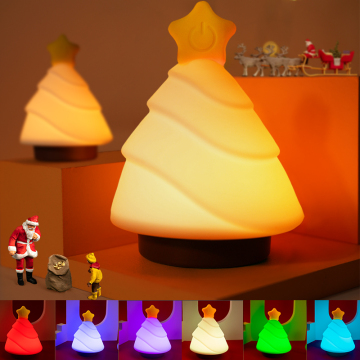 2023 Luce notturna di silicone di giocattoli di alberi di Natale: lampada in silicio a LED ricaricabile RGB per la sala per bambini
