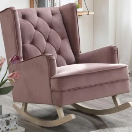 MORE DESIGN Balcony Reclining Fabric Rocking Lounge Chair