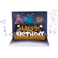 Tarjeta de cumpleaños con iluminación musical de fuegos artificiales en 3D
