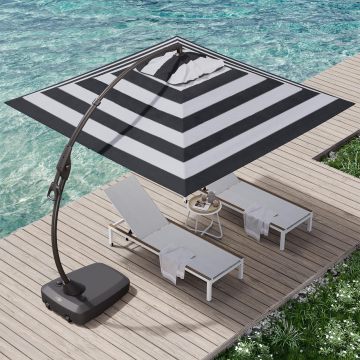 Deluxe Curvy Aluminum Cantilever Umbrella for Large Outdoor Spaces