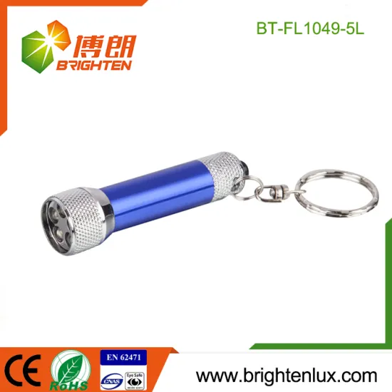 Factory Bulk Sale Cheap Aluminum LR41 Button Cell Operated Bright Pocket Small Metal 5 led Light Keychain