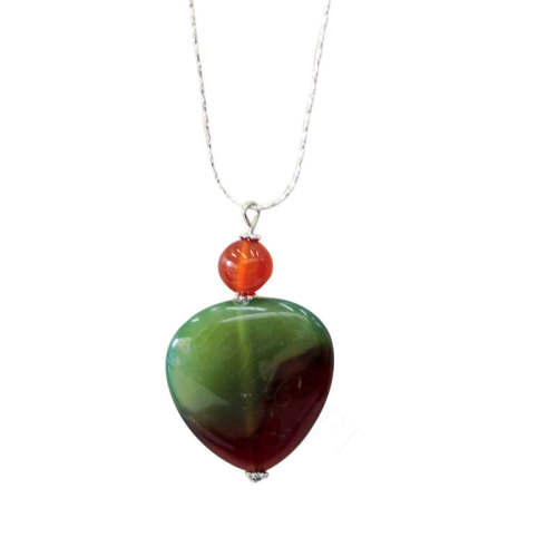 Natural Gemstone Agate Necklace with Silver Chain