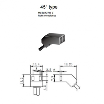 45 Degrees Electric Fan Power Plug Cord
