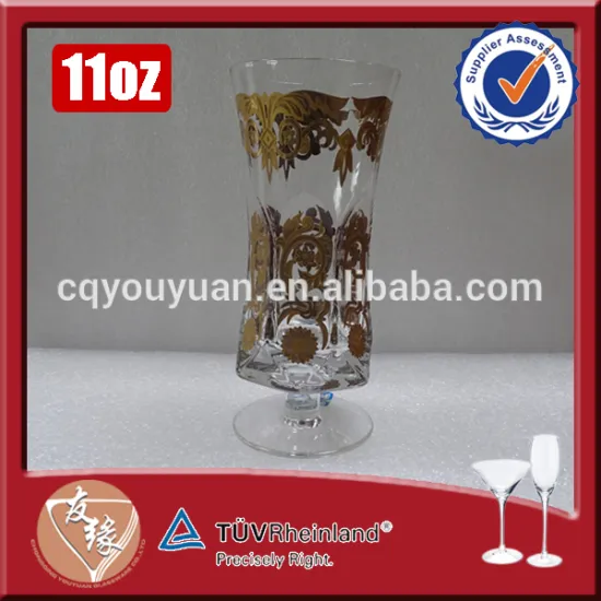 crystal clear super flint glass material hand made unique gift stemmed 11oz gold goblet champagne