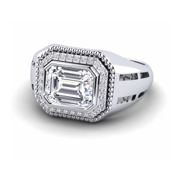 Inel de lux cu diamante de laborator de 18K pentru bărbați