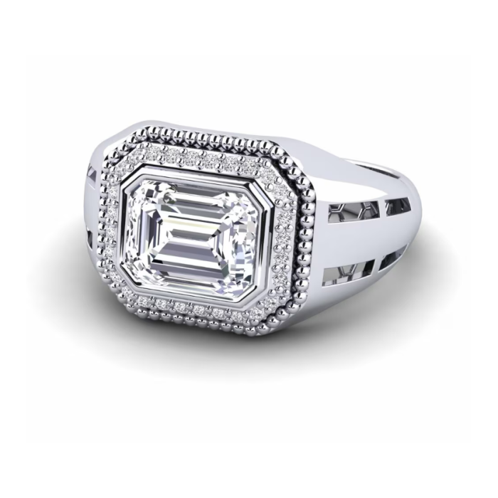 แหวนเพชรแล็บหรู 18K สำหรับผู้ชาย