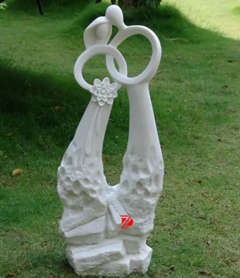 garden carved abstract man and woman sculpture