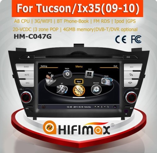 HIFIMAX A8 Chipset Dual-Core CPU:1GMHZ RAM:512M Car DVD for Hyundai IX35 (2009-2010)
