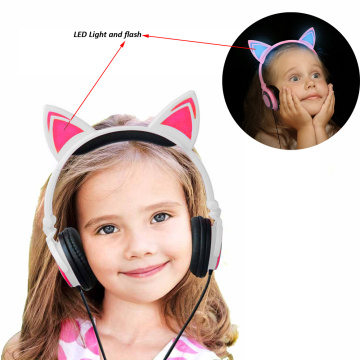 Cartoon Kids LED Light Up Cat Ear Headphones