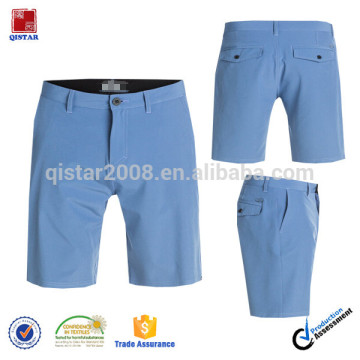 blue solid color cotton polyester casual shorts for men