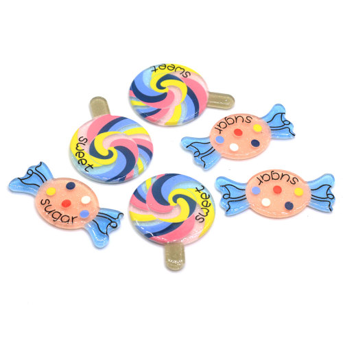 Mignon beauté Kawaii doux spirale arc-en-ciel sucette bonbons résine Cabochons Flatback pour bricolage décoration de téléphone