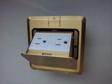 Square Panel Copper / Round Aluminum Aloy Pop-up Type Floor Socket Gfci Receptacles Oem