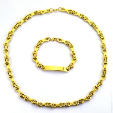 Fashion Gold Plated Steel Bicycle Chain Bracelet Necklace Jewelry Set