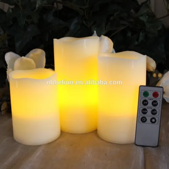 Battery Operated LED Flameless Unscented Ivory Wax CANDLE Yellow Flame Candles with Remote