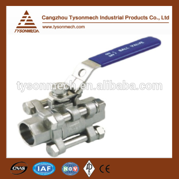 Tysonmech hot sale stainless steel 3pc ball valves with mounting pad and locking device
