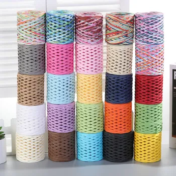 200m Hand-knitted Lafite Raffia Straw Environmentally Friendly Paper Yarn Baking Packaging Belt Rope Crocheting Summer Hat Bags