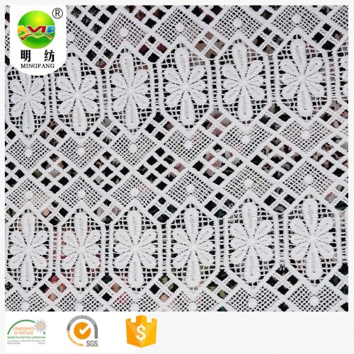 Embroidery Lace Dress Fabric Chemical 100% polyester guipure embroidery fabric Supplier