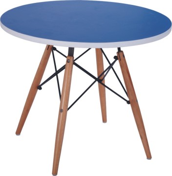 Round MDF kids' table with wood base