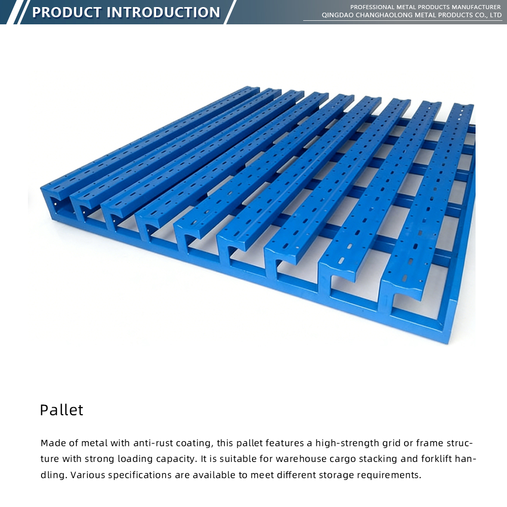 Blue Powder Coated Steel Pallet with Perforated Slats X