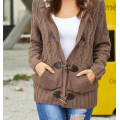 Womens Hooded Cardigans Button Outerwear