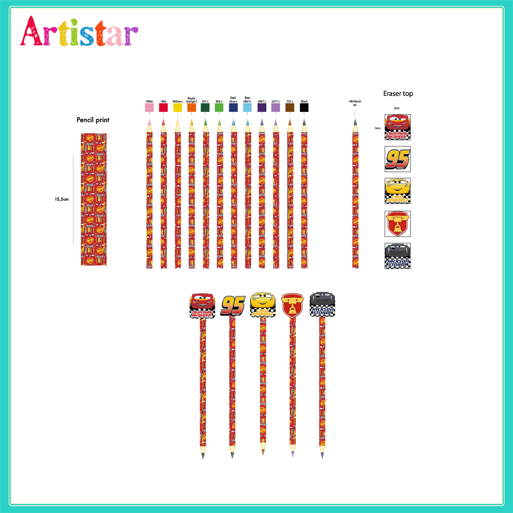 Disney Pixar Cars 20 Pencils With Erasers 2