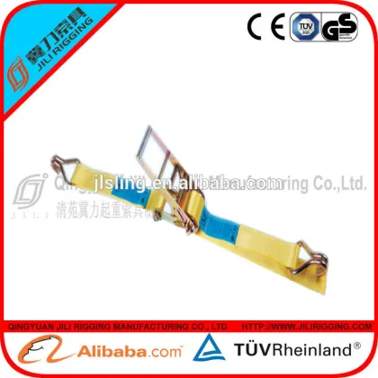 ratchet lashing strap with Double J hook rigging safty belt