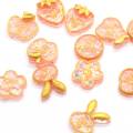 100Pcs Golden Edge Glitter Frucht Herz Erdbeer Birne flache Rückseite Planar Resin Cabochon für DIY Handwerk