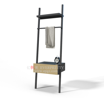 Latest Style Modern Fashion Hostel Bathroom Wooden Towel Rack Metal Nigh Stand with Drawer
