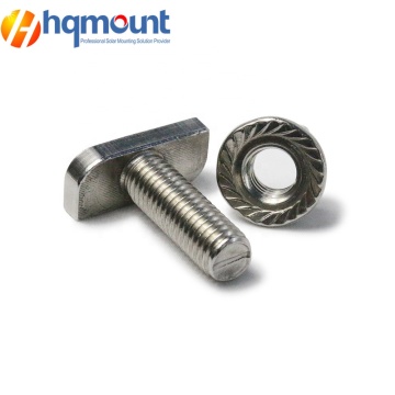 T-Bolt Set M10 T-Slot Drop-in Bolt Hammer Head Bolts with Hexagon Flange Nuts for Aluminum Profile